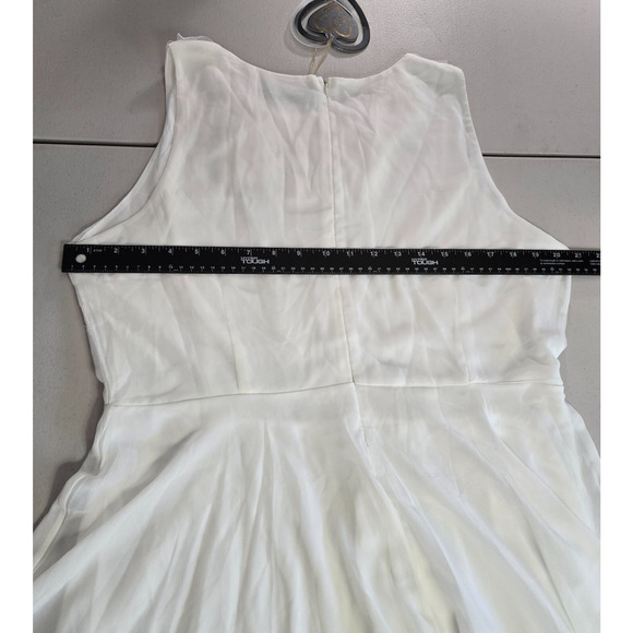 Club L Dress Women's 20 Cream - White Mini Sleeveless Sheer Lined Flowers Ruffle - Picture 10 of 16